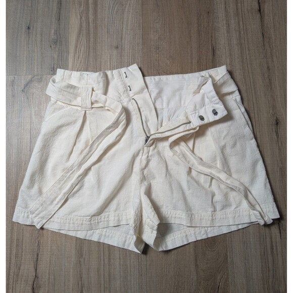 Free People Everywhere You Go Paperbag Shorts Size 6 Ivory Tie-Front Cute - Picture 4 of 11